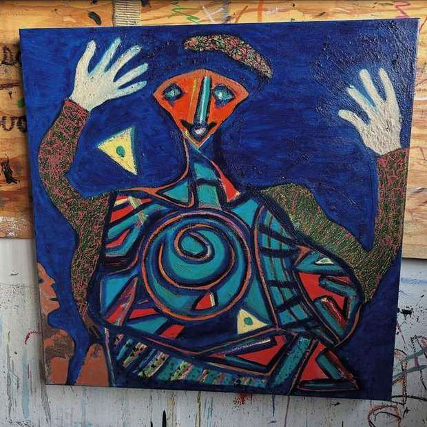 Spellunkin, oil stick on canvas by Francis X. Donovan